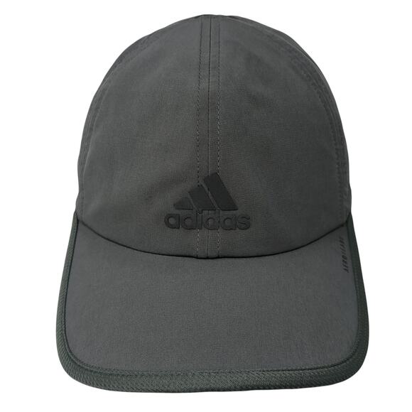 Adidas 3 Stripes Strapback Hat Gray One Size Aeroready Laser Cut Outdoor - Picture 1 of 9